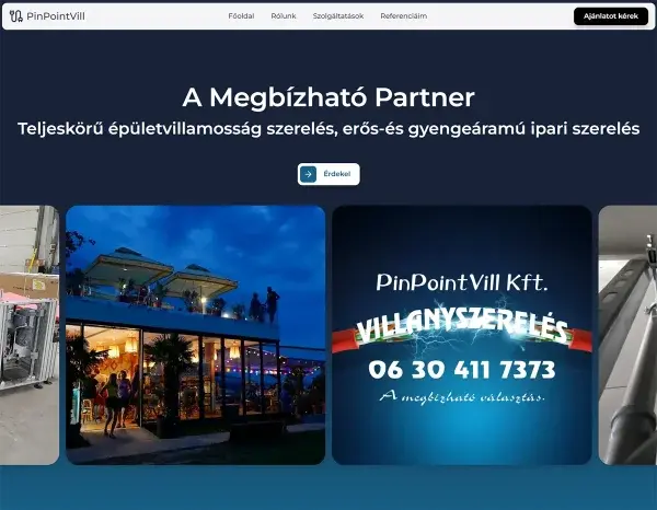 PinpointWill - villanyszerelő portfolió oldal