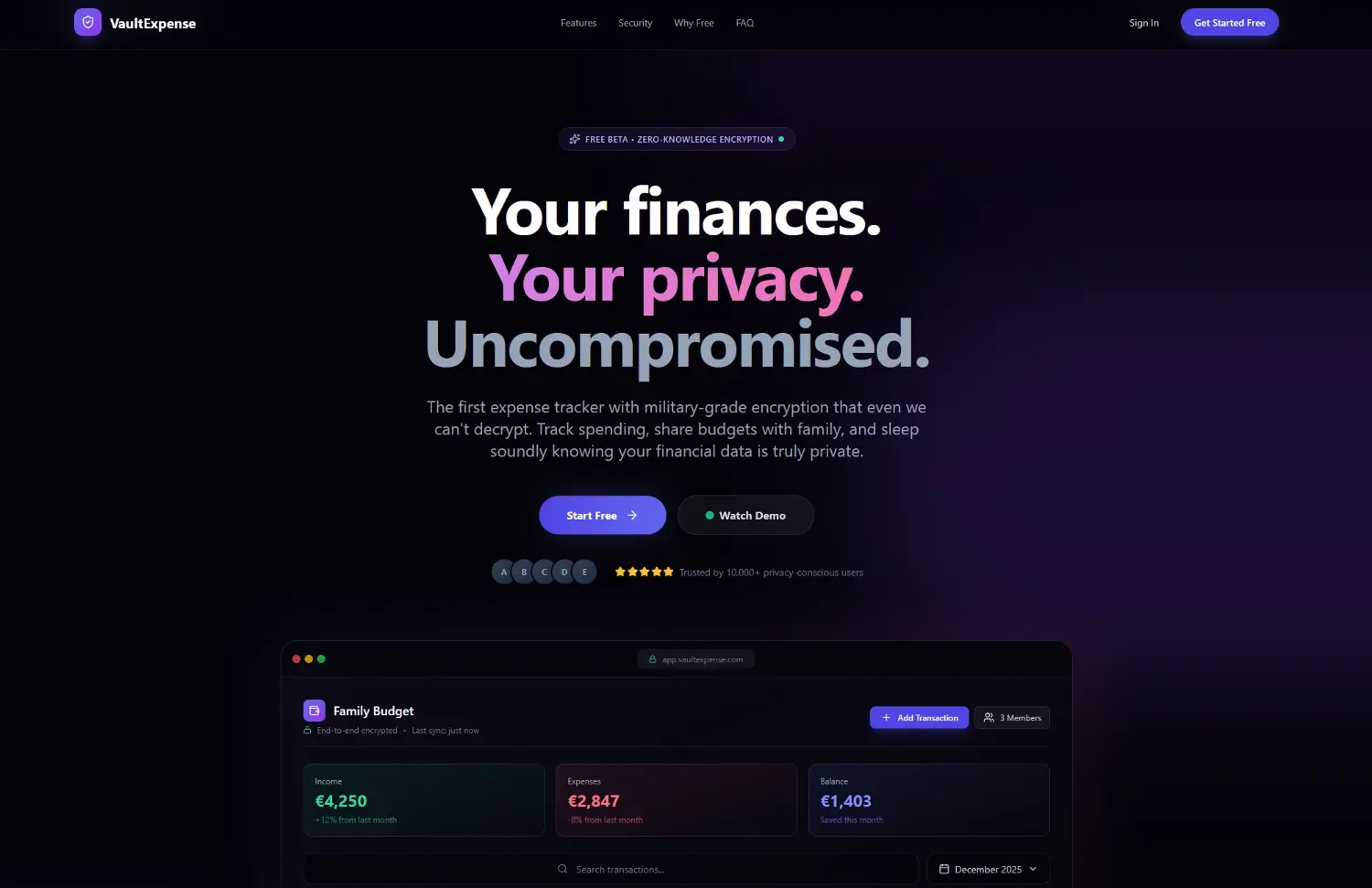 Encrypted Expense tracker